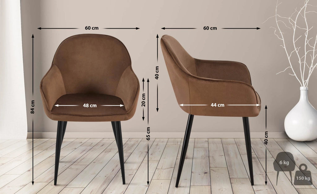 2er Set Esszimmerstuhl Boise Samt