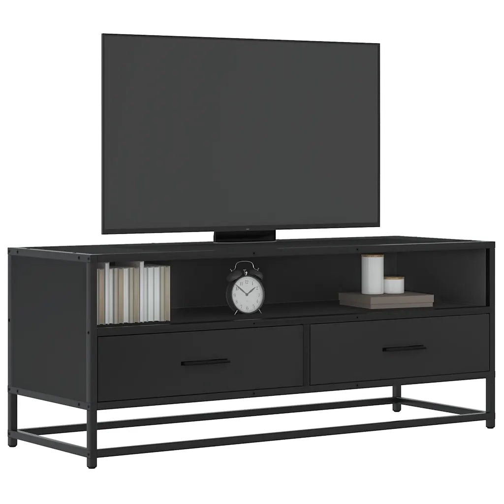 Mobile Porta TV-Mobile per TV-Credenza TV Nero 180x30x50cm in Truciolato e Metallo