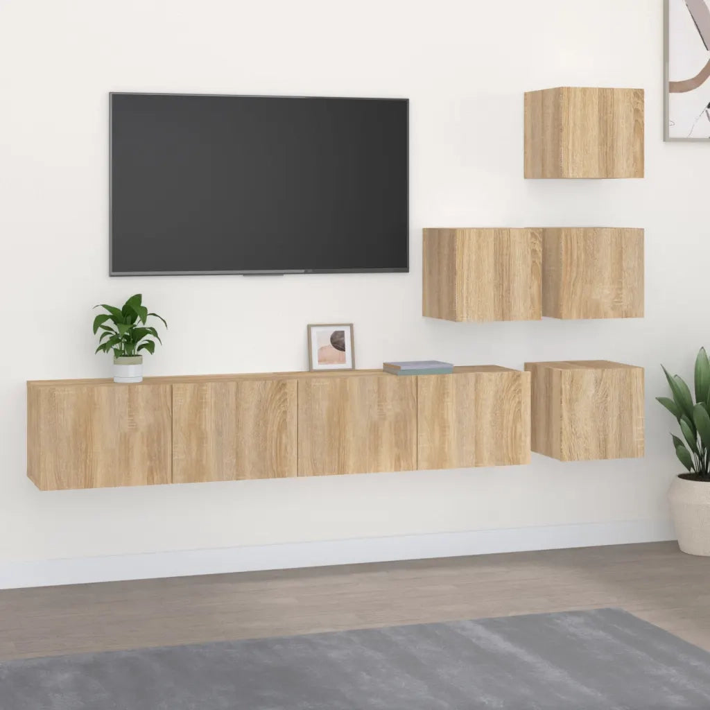 Mobile Porta TV a Parete Rovere Sonoma in Legno Multistrato
