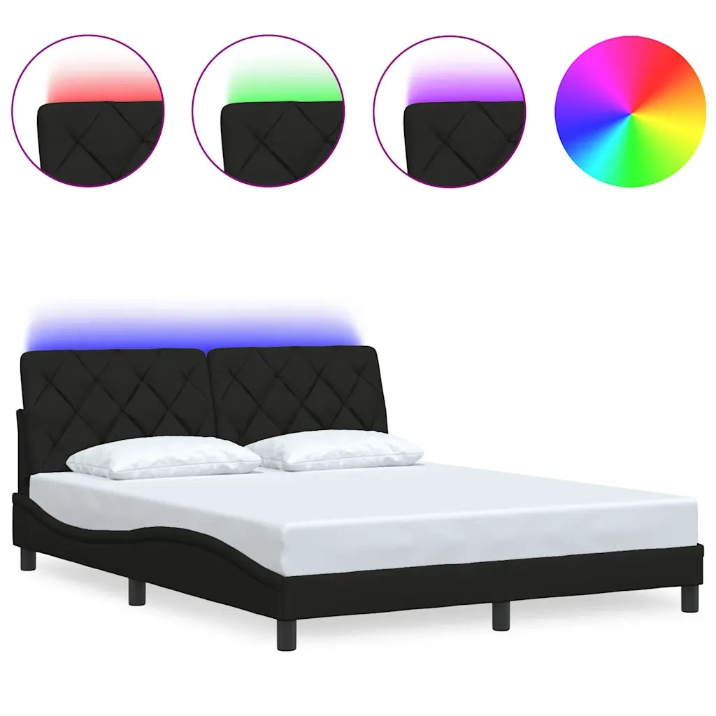 Giroletto con LED senza Materasso Nero 160x200 cm in Tessuto 3310680