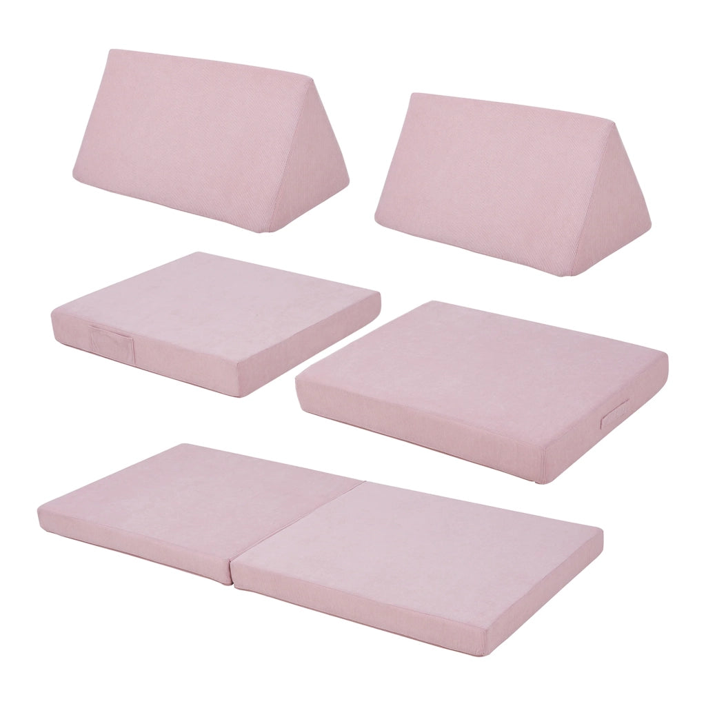 Set divano e poltrona da gioco in velluto a coste 5 pezzi 150 x 66 x 46 cm rosa 03_0009148