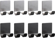 Supporto per spazzola da barba 8 pezzi - Acciaio inossidabile - Adesivo self-levigante - Supporto per spazzola da barba - Supporto per spazzola senza foratura - Dimensioni 4,5 x 6,5 cm - Cassa di stoccaggio