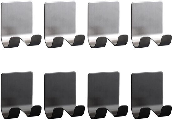 Supporto per spazzola da barba 8 pezzi - Acciaio inossidabile - Adesivo self-levigante - Supporto per spazzola da barba - Supporto per spazzola senza foratura - Dimensioni 4,5 x 6,5 cm - Cassa di stoccaggio
