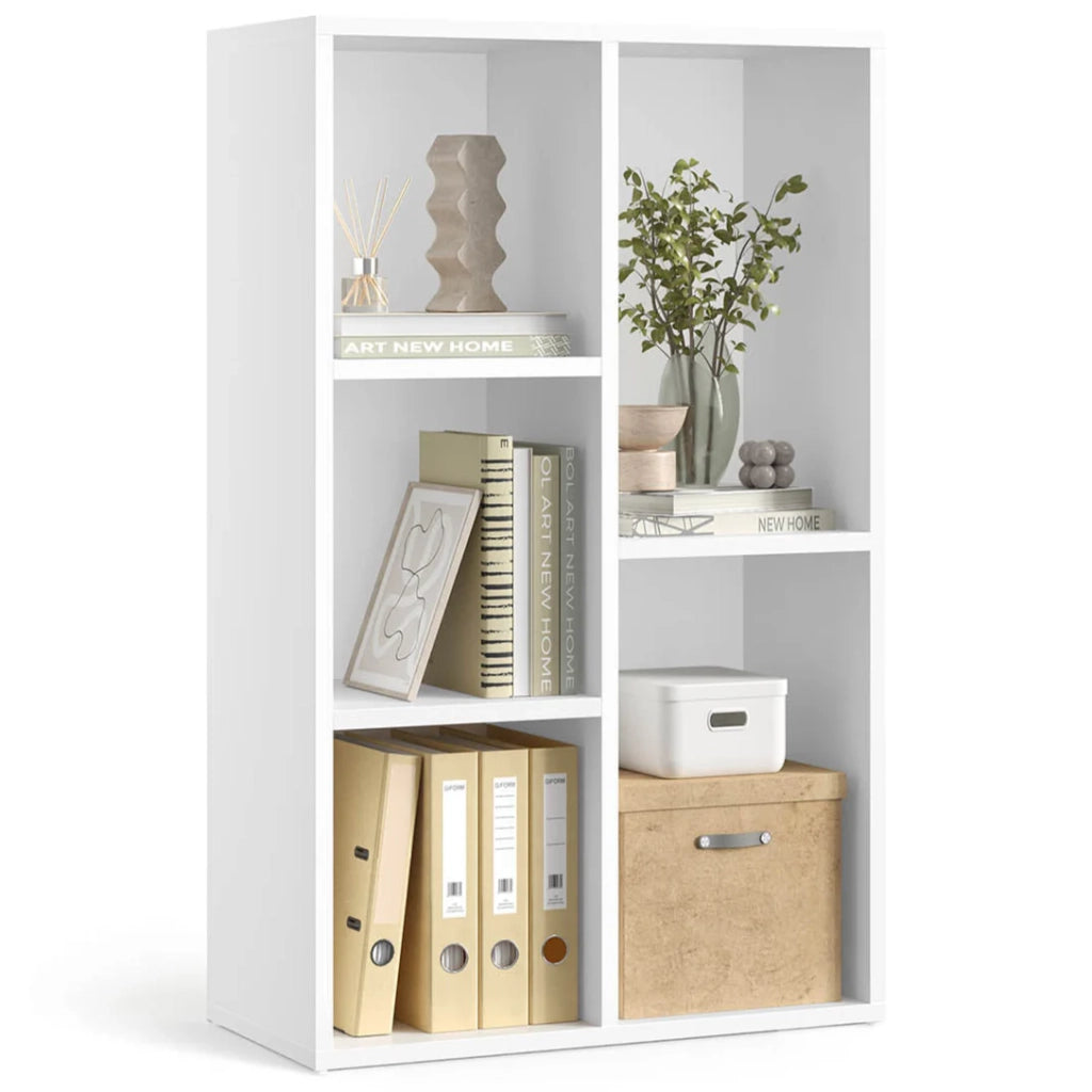 Libreria a 5 scomparti ripiano portaoggetti colonna portaoggetti dimensioni 50 x 24 x 80 cm bianco 12_0004197
