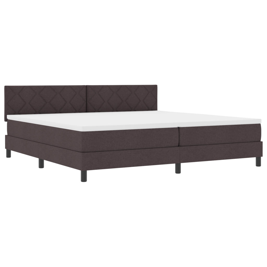 Letto con Box Spring e Materasso & LED Marrone Scuro 200x200 cm Tessuto
