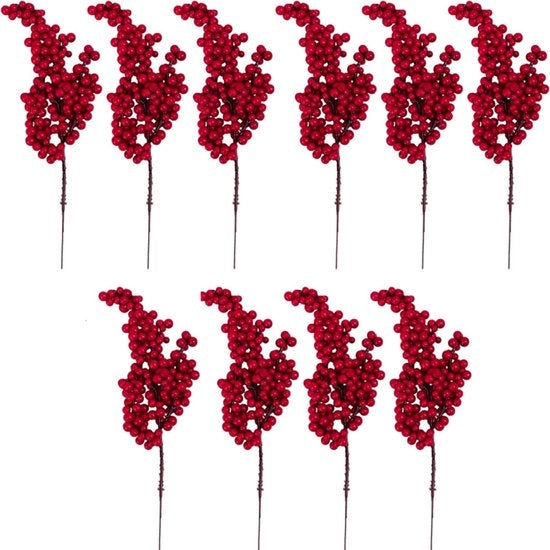 10 x rami di ciliegie artificiali - rami di ciliegie - decorazione di Natale - decorazione per Natale - rami rossi - decorazione per abbellire la tavola di Natale