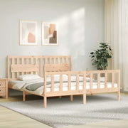 Giroletto con Testiera Super King Size-Struttura Letto in Legno Massello 569648