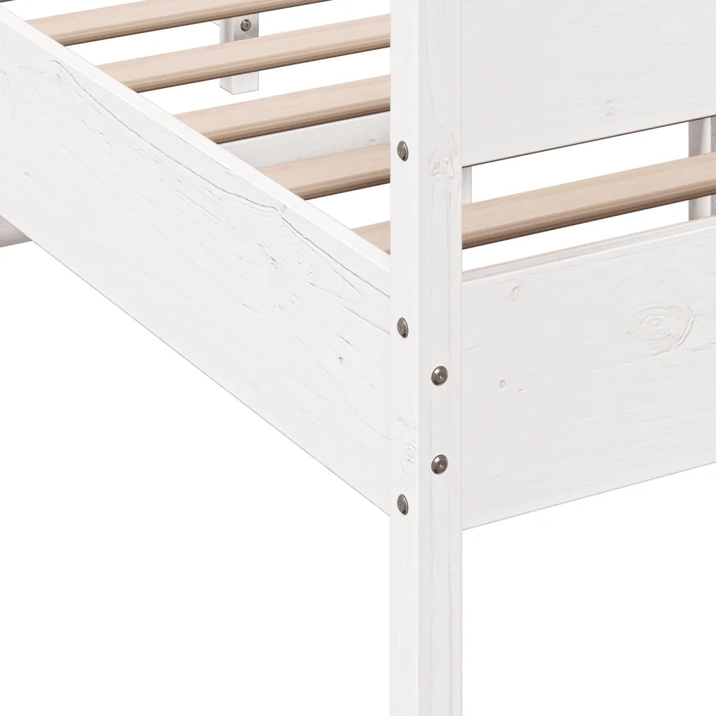 Letto matrimoniale | Letto per adulti | Giroletto senza Materasso Bianco 120x200 cm Legno Massello Pino