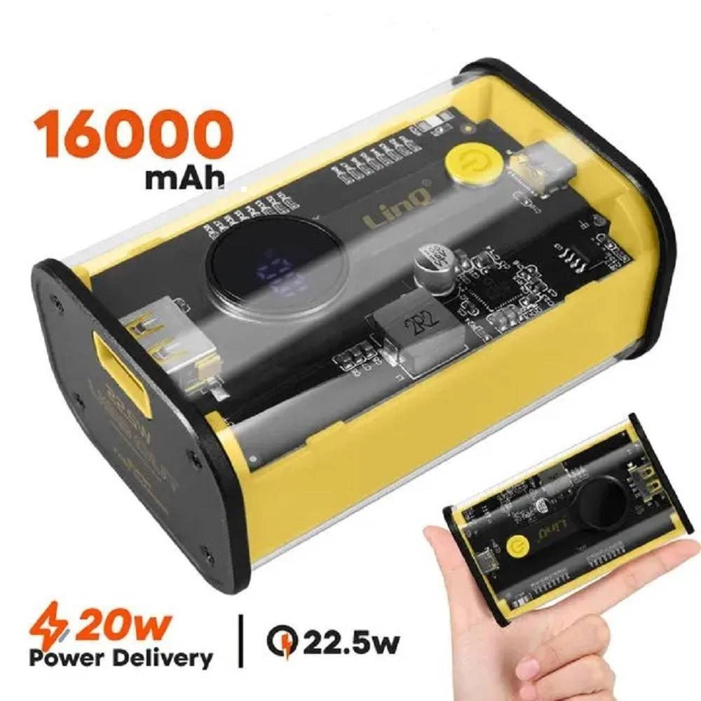 Trade Shop - Powerbank 16000mah Carica Rapida Usb-c 20w + Usb 22.5w Con Display A Led Tm16000 -
