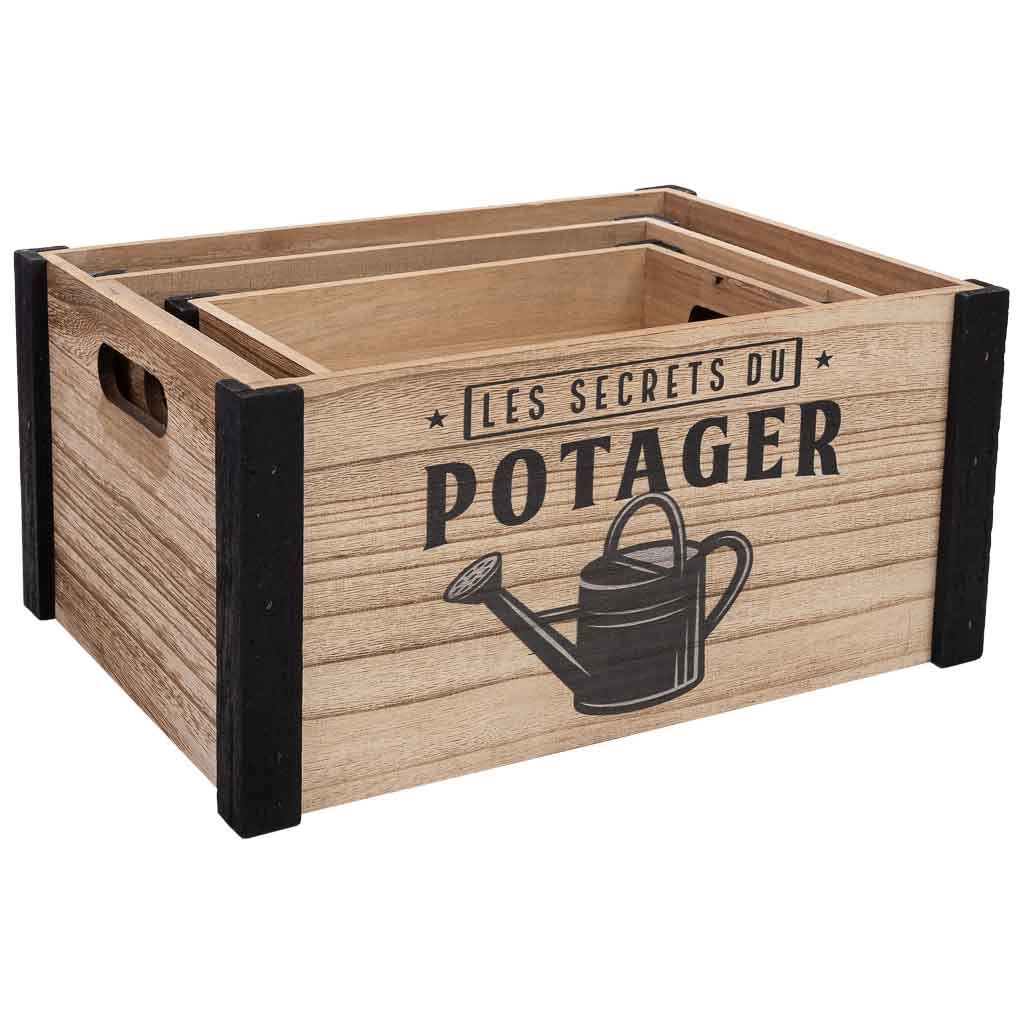 Cassettiera in legno stampata set 3 pz 36x26x18h-31x21x16h-26x16x14h cm