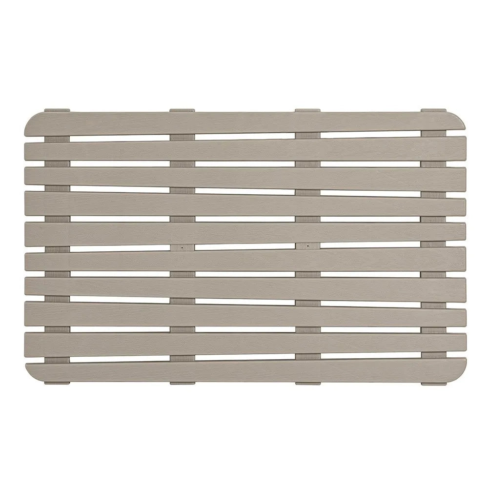 Pedana doccia antiscivolo 80x50 cm tortora con effetto legno in plastica
