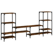 Mobile TV multimediale scaffale TV credenza mobile TV sala da pranzo soggiorno camera da letto rovere affumicato 206,5 x 28,5 x 95 cm legno ingegnerizzato marrone 02_0027368