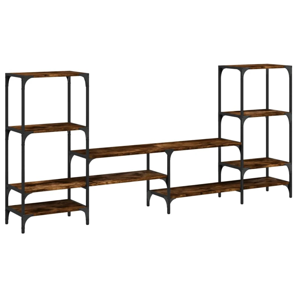 Mobile TV multimediale scaffale TV credenza mobile TV sala da pranzo soggiorno camera da letto rovere affumicato 206,5 x 28,5 x 95 cm legno ingegnerizzato marrone 02_0027368