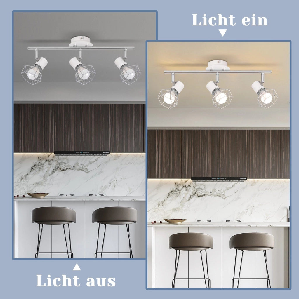 ZMH Faretto da soffitto bianchi 3 luci E14 girevoli metallo retrò industriale per soggiorno camera letto ufficio