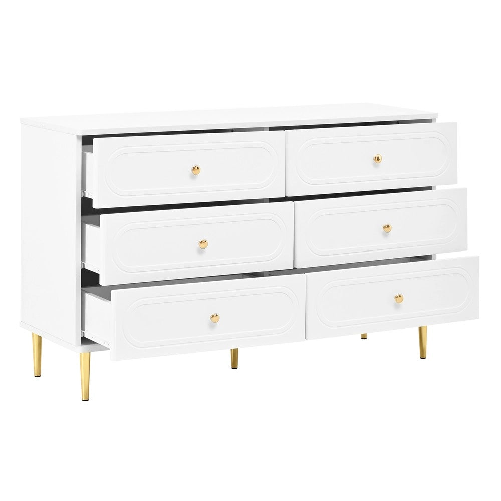 Credenza con 6 Cassetti ¨C MINIMAL ¨C Bianco, Metallo, Moderno, Soggiorno
