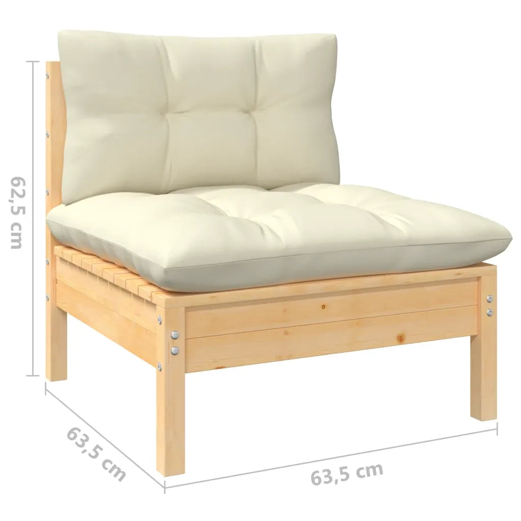 Set Divani da Giardino 11 pz con Cuscini Crema Massello di Pino 3097037