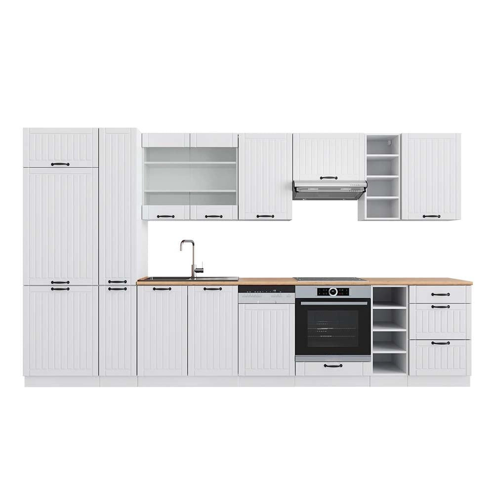 Cucina componibile Fame-Line Bianco rustico/Bianco 355 cm, PL Rovere Vicco