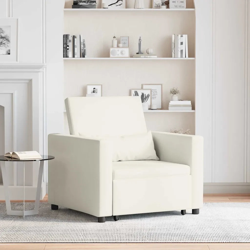 Divano letto estraibile singolo con ruote Crema Velluto 42002705