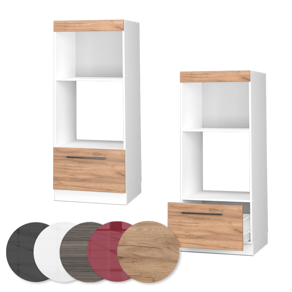 Mobile cucina microonde Fame-Line Rovere dorato/Bianco 60 cm aperto Vicco