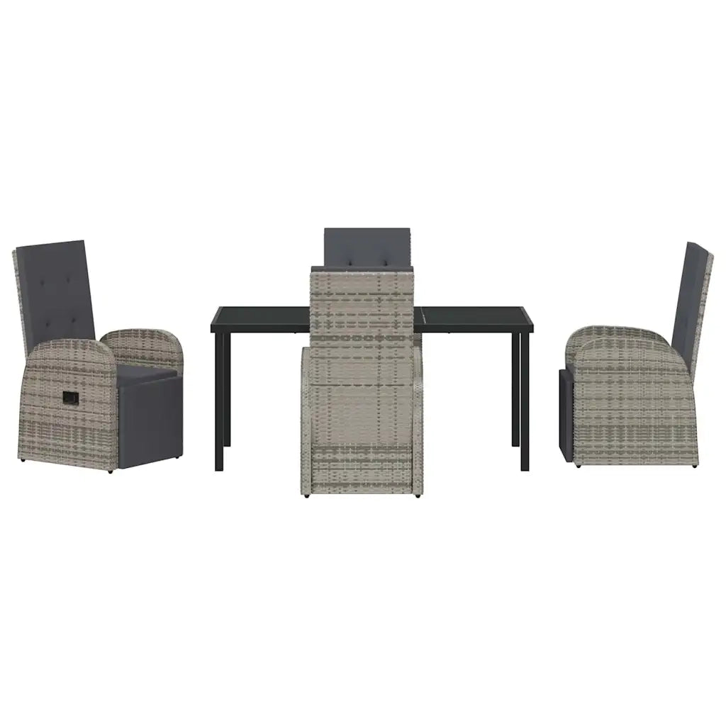 Set da Pranzo per Giardino con cuscino 5 pcs Grigio polyrattan
