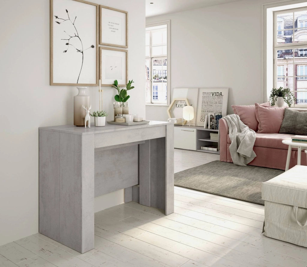 Abicitren, Consolle Allungabile 10 Posti, 90x51x78h cm Grigio Cemento
