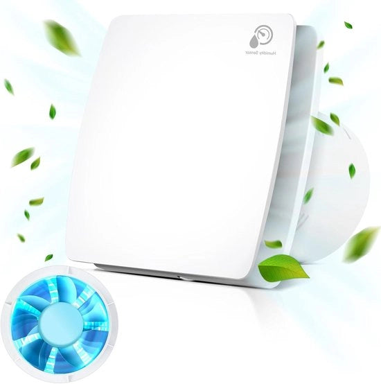 Ventilatore per bagno con ritorno e sensore di umidità 100 mm 12 W ventilatore di scarico con valvola di ritorno 95 m³/h 34 dB - per installazione a parete, soffitto e finestra