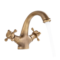 EVA | Rubinetto da bagno vintage in ottone dorato | Rubinetto per lavello retrò in acciaio inossidabile premium | Miscelatore gastronomico 2 attacchi