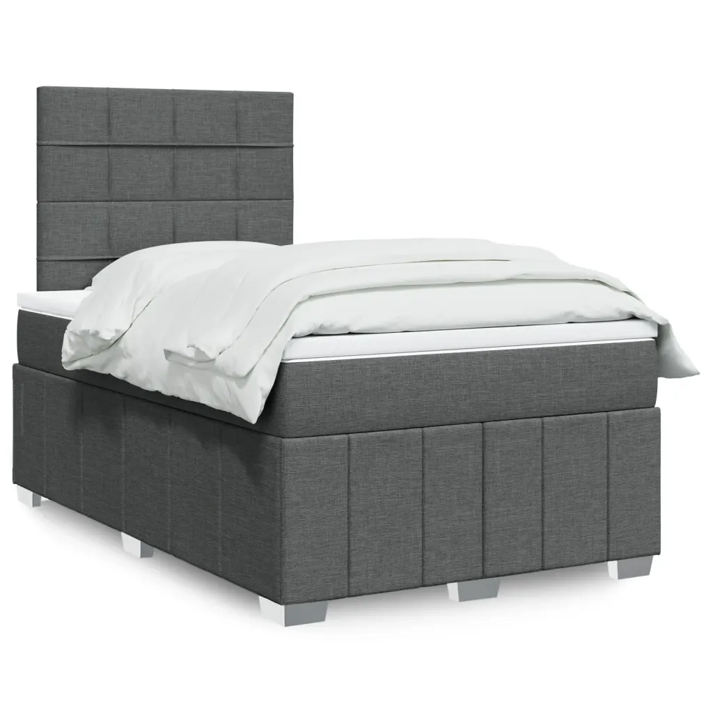 Giroletto a Molle con Materasso Grigio Scuro 120x190cm Tessuto
