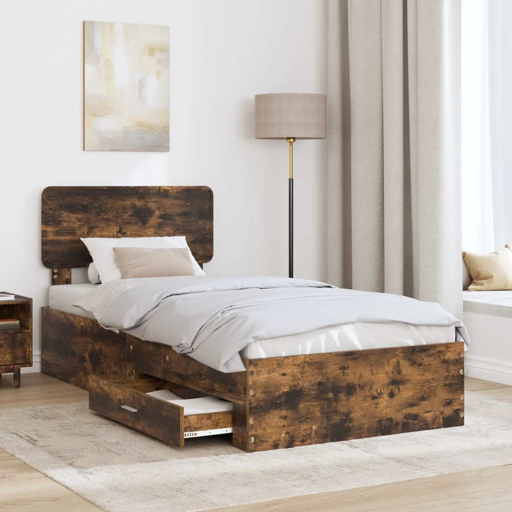 Struttura del letto Rovere fumé 100 x 200 cm Legno multistrato