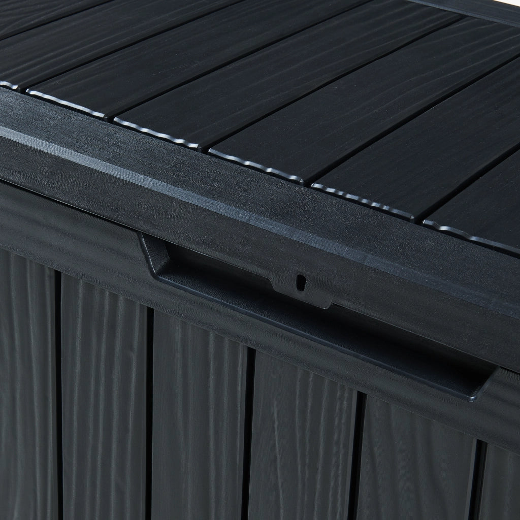 Baule da Giardino Vades Contenitore Multiuso 117 x 47 x 59 cm - Nero, Effetto Legno casa.pro