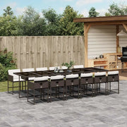 Set da Pranzo da Giardino 13pz con Cuscini Marrone Polyrattan 3211305