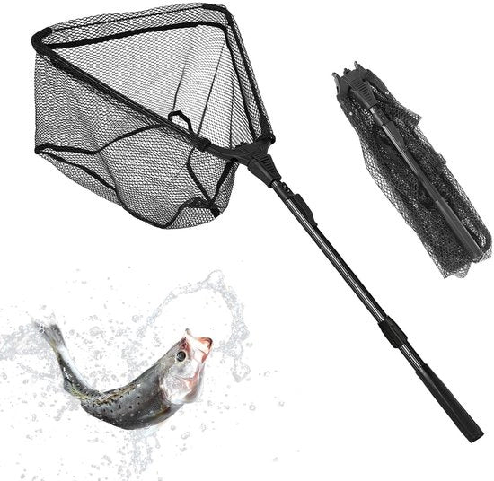 Retrattile Schepnet Telescopico - Opvougbile Schepnet - Schepnet per Pescatori - Schepnet per Pesca - Materiale Nylon Duraturo - Cassetto in Alluminio