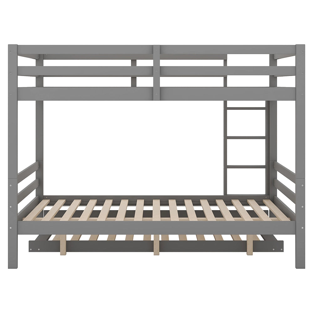 Lit superposato per bambini 140x200 cm - Xylo - Grigio con lettino nido e sponde alte