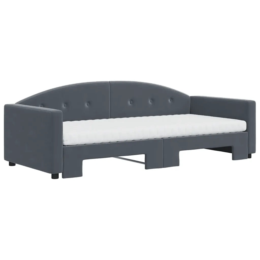 Divano Letto Estraibile Materassi Grigio Scuro 90x190cm Velluto