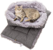 Cuscino per Gatti 2 in 1 Plush Cuscino Ronde Cuscino per Gatti Pluizig Cuscino per Gatti Piccolo Cuscino per Cani Cuscino per Gatti e Cani Piccoli (Grigio)