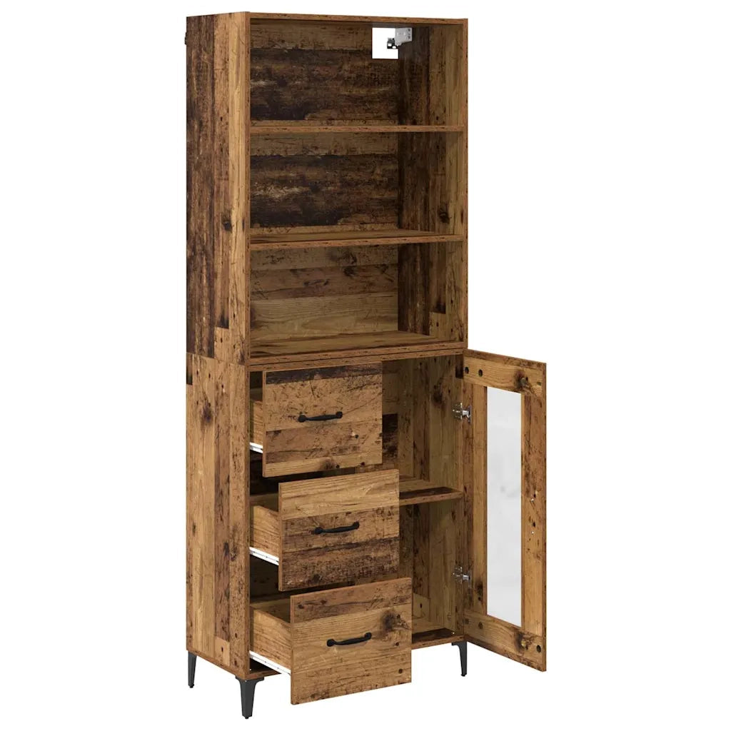 Credenza | Madia | Buffet da pranzo | Armadio da pranzo Legno vecchio 69,5 x 34 x 180 cm Legno multistrato