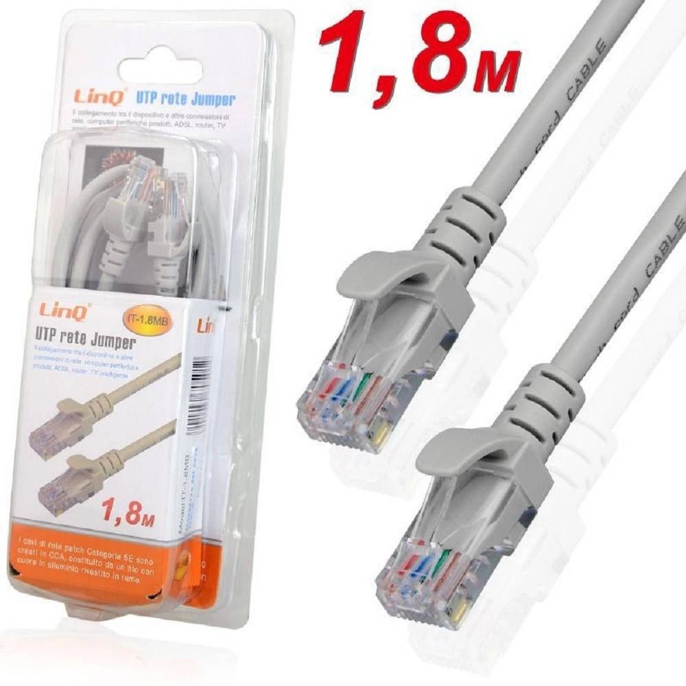 Trade Shop - Cavo Cablato Prolunga Utp Cat.5e Rete Lan Rj45 Pc Internet Da 1,8 Metri It-1.8mb -