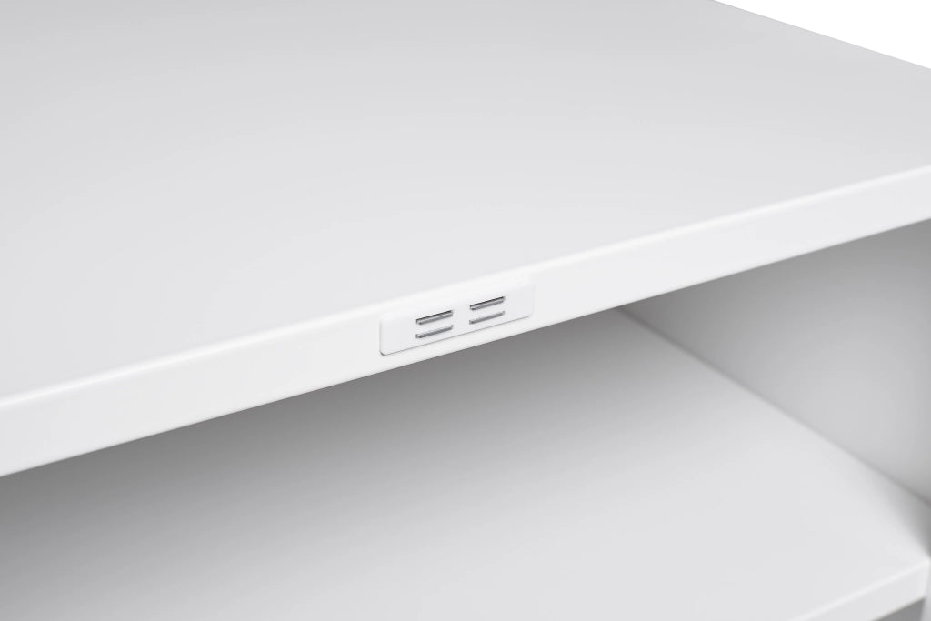 Mobile Porta Stampante con Ruote ¨C MINIMAL ¨C Bianco, Metallo, Ante e Ripiani Regolabili