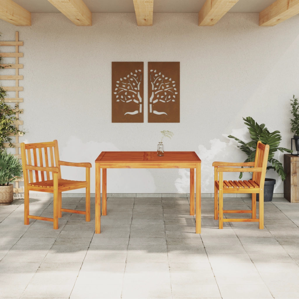Set da pranzo per il giardino 3 pezzi in legno massello di acacia