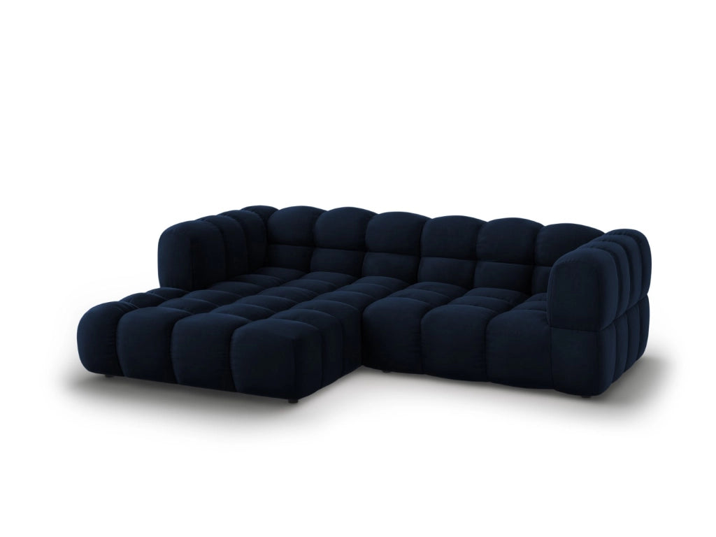 Cosmopolitan Design - Divano angolare modulare sinistro "Sky" 3 posti in velluto blu reale 