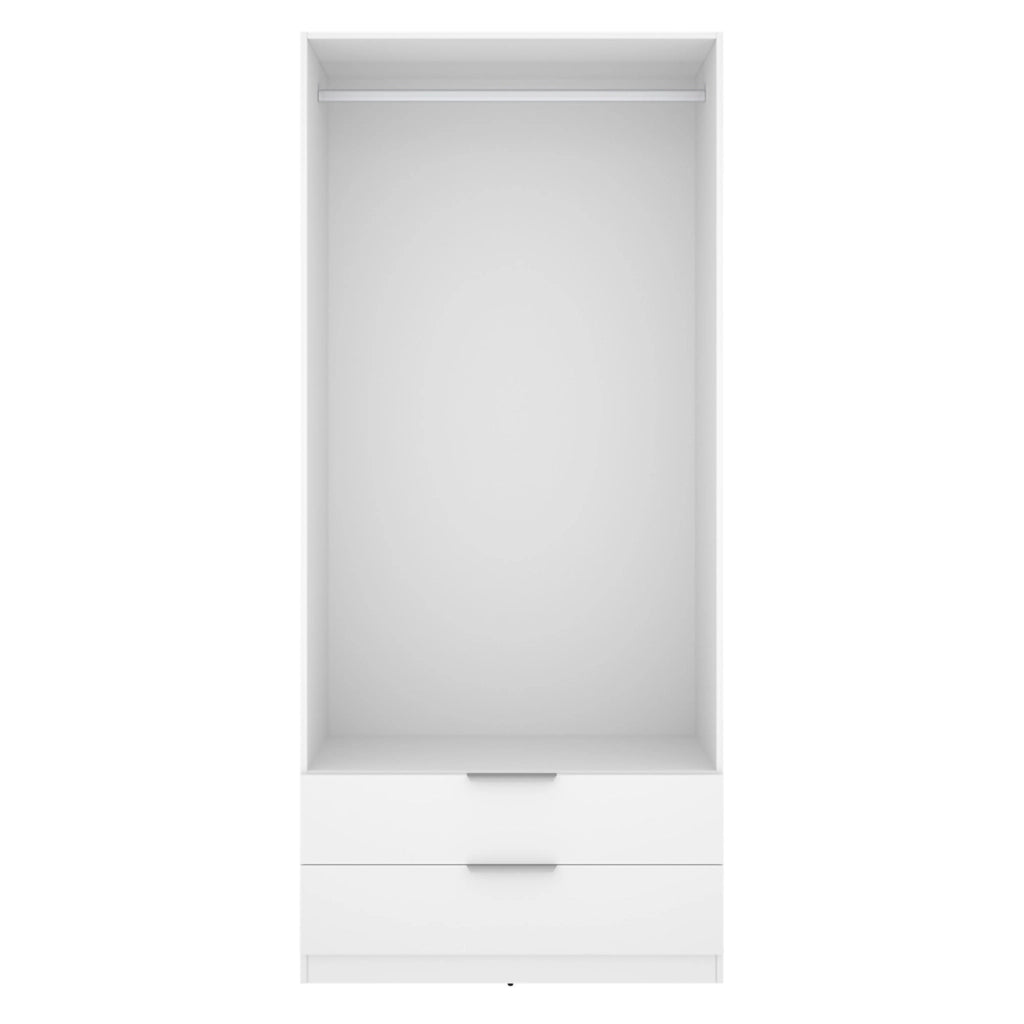 Armadio Camera da Letto Montclare, Guardaroba 2 Ante un Ripiano, 51x204h cm Bianco