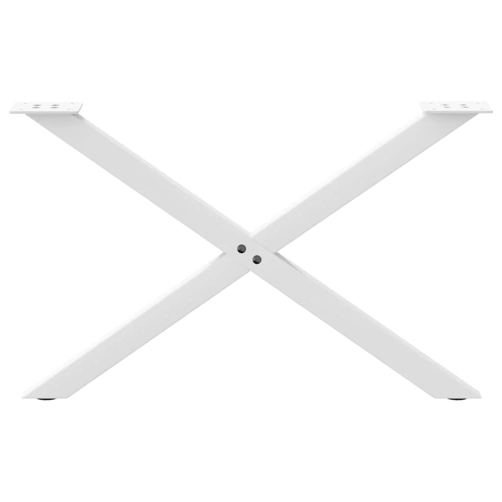 Set di 2 gambe per tavolino a forma di X 70 x 42-43 cm con piedini regolabili stile moderno acciaio bianco 02_0057178