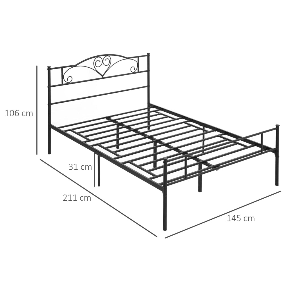 Struttura Letto Una Piazza e Mezza in Acciaio con Doghe Integrate, Testiera e Pediera, 140x200cm