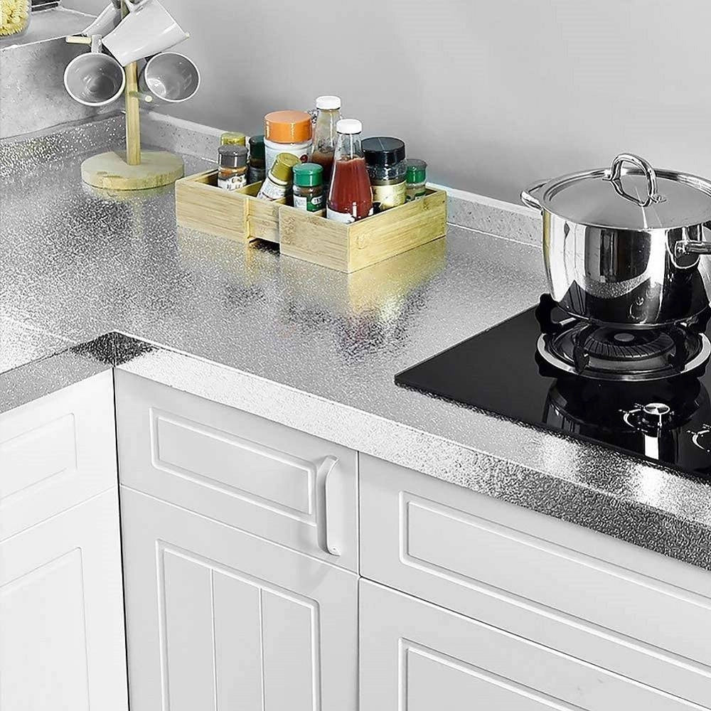 Trade Shop - Rotolo Adesivo Alluminio 61cmx3mt Per Cassetti Mobili Armadi Parati Cucina 70500 -