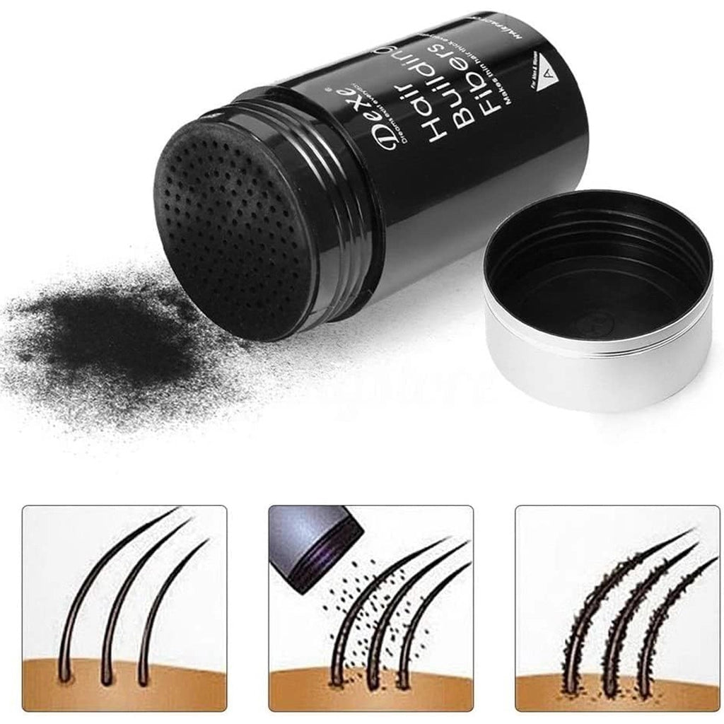 Fibre Capelli x 2 Barattoli Volumizzante Polvere per capelli Correttore Nero 22g