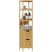 Armadietto Bagno Alto con 3 Ripiani e 2 Cassetti in Bamb¨´ ¨C Minimal ¨C 30x30x144 cm