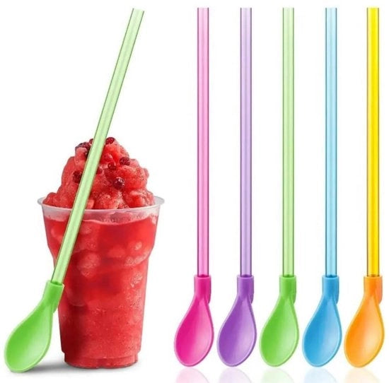 Riettes 10 pezzi - Riettes riciclabili - Riettes a leva 2-in-1 - Riettes per slush - Adatti per smoothies - Dimensioni 23,6 x 0,7 cm