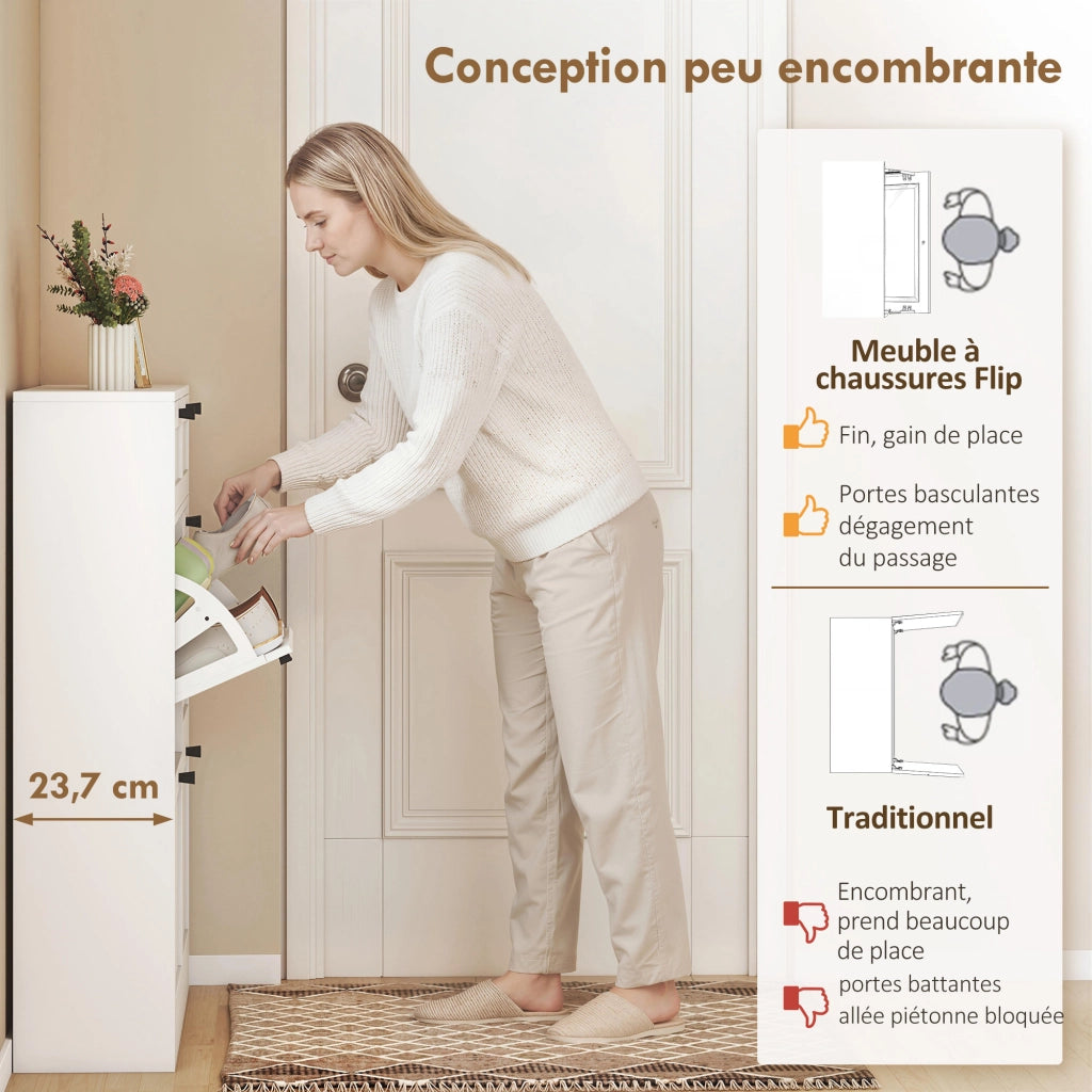 Scarpiera Salvaspazio ¨C Zephmum ¨C Bianco Legno Multistrato 20 Paia