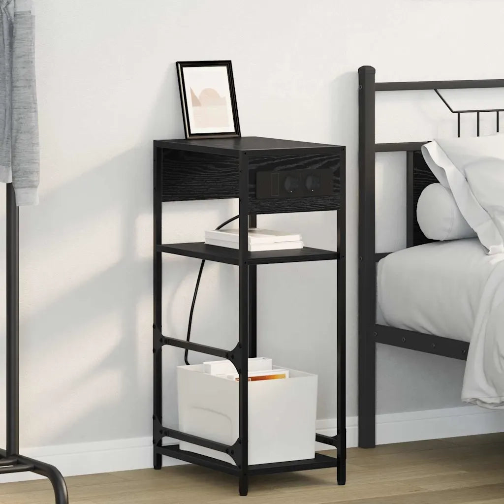Comodino | Armadio da Notte | Mobiletto da notte Rovere Nero 40 x 27 x 76 cm Legno multistrato