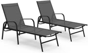 Set di 2 lettini da Giardino reclinabili FIDJI in Acciaio Nero e Tessuto Grigio Antracite